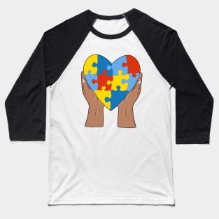 Asperger's Syndrome Heart Colorful Puzzle Baseball T-Shirt